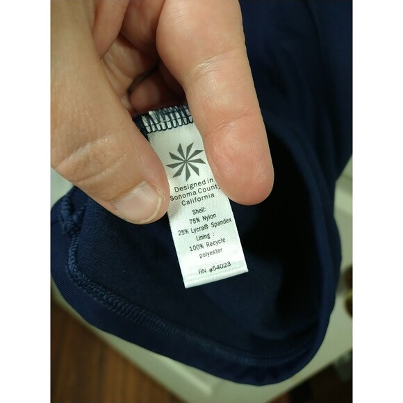 Athleta Tankini Top Size Medium Navy Blue High Neck Keyhole Swim - Picture 4 of 9